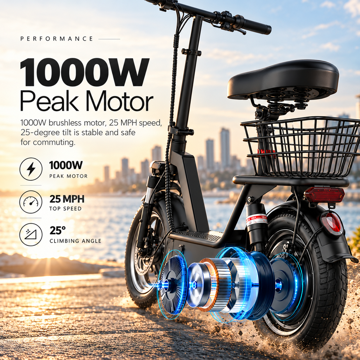Rideloop Max — 1000W Peak Seated Electric Scooter