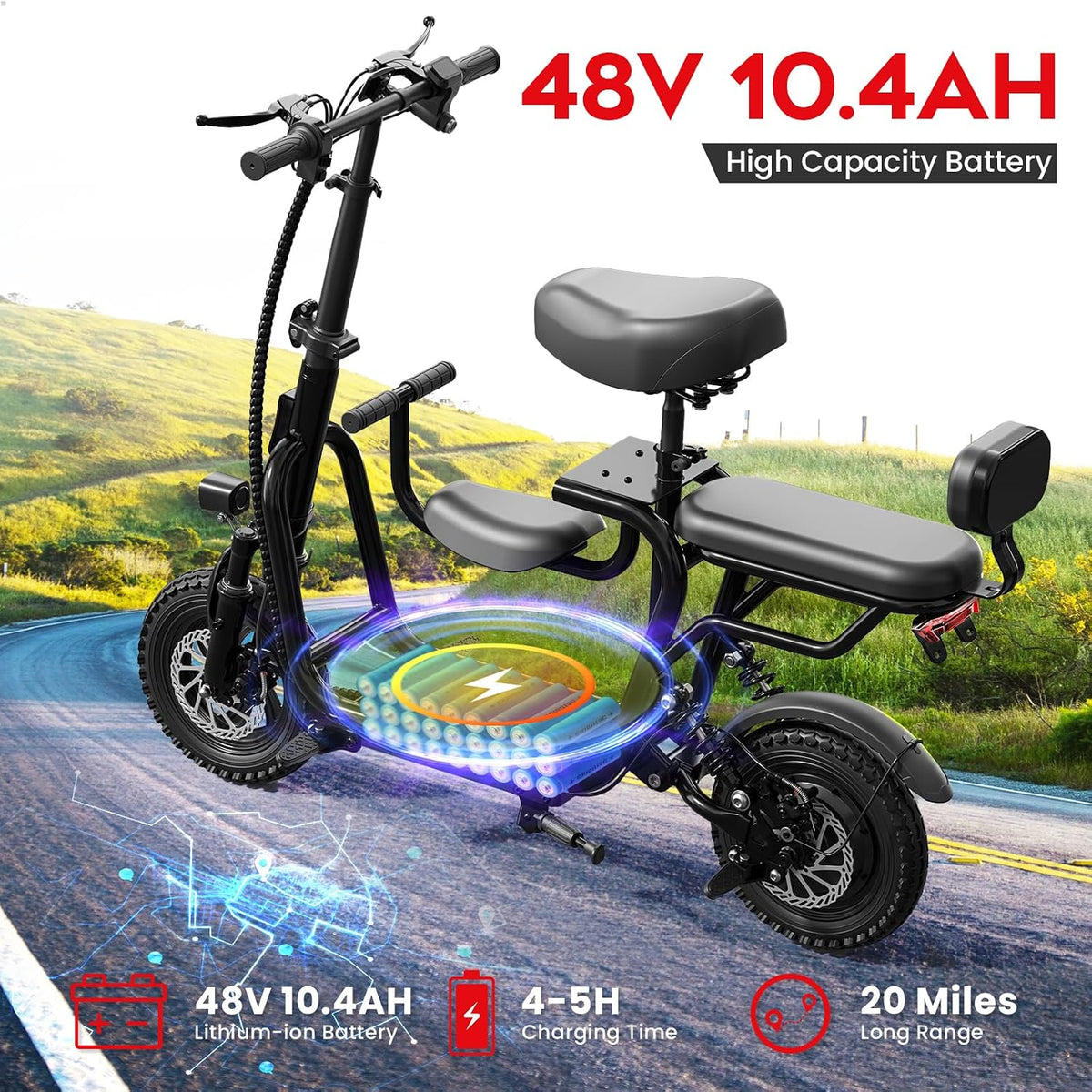 Rideloop Haven — 750W Cargo E-Bike with Child Seat, Folding
