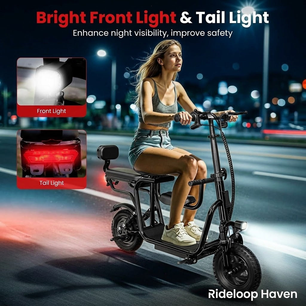 Rideloop Haven — 750W Cargo E-Bike with Child Seat, Folding