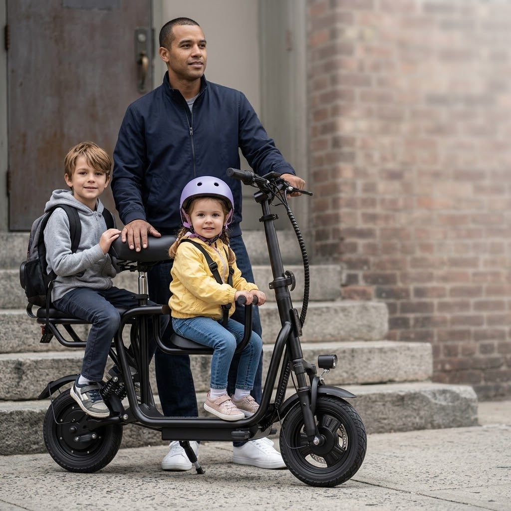 Rideloop Haven — 750W Cargo E-Bike with Child Seat, Folding